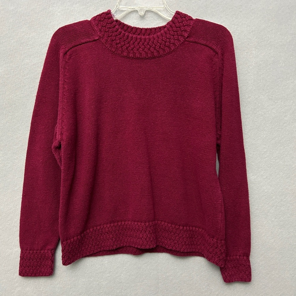 Erika Women M Sweater Burgundy Wine Vintage Classic Minimalist Pullover